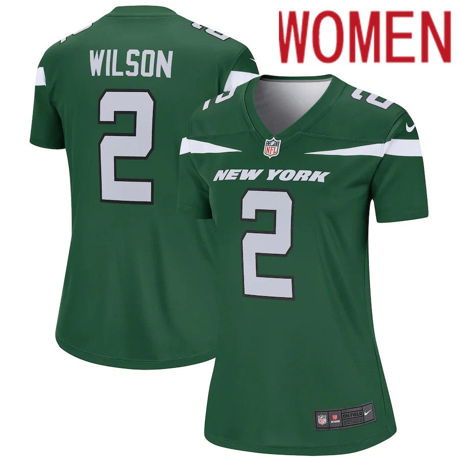 Women New York Jets 2 Zach Wilson Nike Gotham Green Legend NFL Jersey